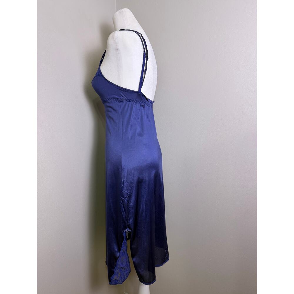 Vintage WARD Blue Lace Slip Dress | Size 32 | Sheer Nylon Nightgown - Picture 6 of 7